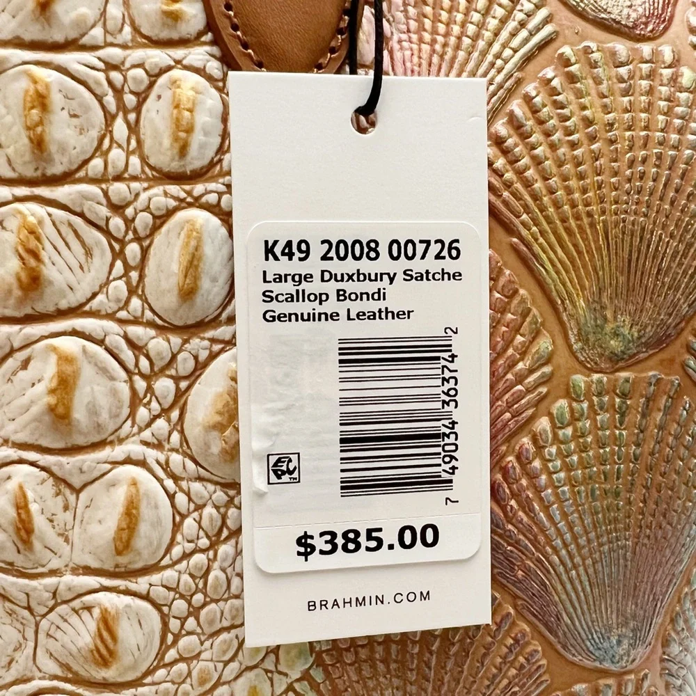 Brahmin Large Duxbury Satchel Scallop Bondi Pastel Seashell Embossed Leather